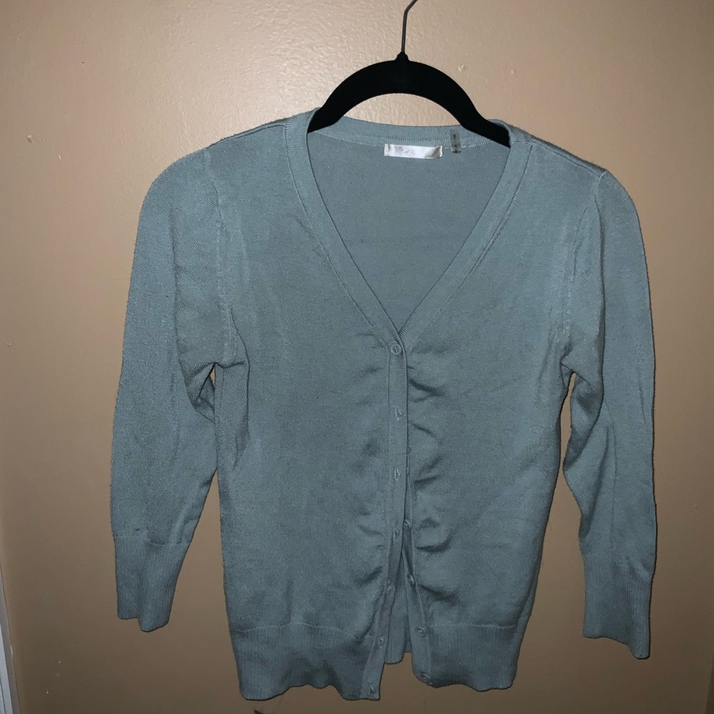 Mak Light Blue ¾ Sleeve Cardigan, size small